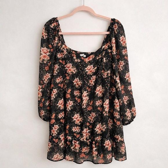 Abercrombie & Fitch Dresses & Skirts - Abercrombie & Fitch Black Floral Spring Chiffon Cocktail Dress Size: L